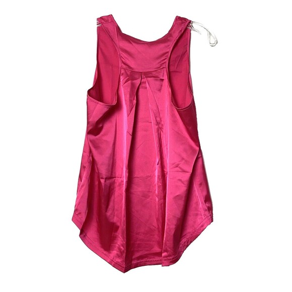 Ouslee Women Cami Tank Top Hot Pink Size M Satin Sleeveless Lose Fit Fuchsia - Picture 2 of 13